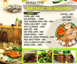 un menu de kaan phyu am thursdayay nephew dans l'établissement Hotel Làng Kò Hơ, à Đà Lạt