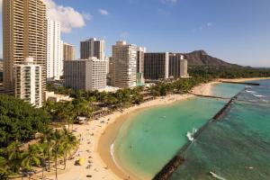 an aerial view of a beach in a city at Aston Waikiki Circle Hotel in Honolulu