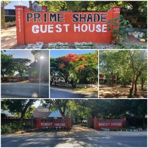 un collage de fotos de un cartel de una casa de huéspedes con sombra de pino en PRIMESHADE GUESTHOUSE, en Malindi