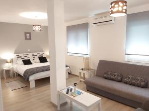 uma sala de estar com uma cama e um sofá em Guest House Dragić em Zadar