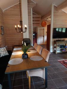 A seating area at 100m lift, 2 min swim - Large family cabin