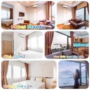 un collage de photos d'une chambre d'hôtel dans l'établissement AQUA Seaview Hotel, à Nha Trang