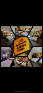 Fenwick Sunrise Hotel في ليفربول: مجموعة من صور غرفة الفندق مع الأسرة