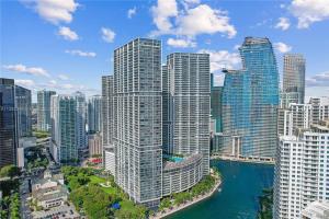 an aerial view of a city with tall buildings at Icon Luxury 34th Floor Amazing Oceanview, Brickell in Miami