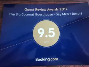 Сертифікат, нагорода, вивіска або інший документ, виставлений в The Big Coconut Guesthouse - Gay Men's Resort