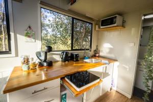 Dapur atau dapur kecil di Tiny House Farmstay at Dreams Alpaca Farm - A Windeyer Outback Experience