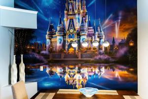 オーランドにあるDisney World Vacation Homeのリビングルームのディズニー城壁紙