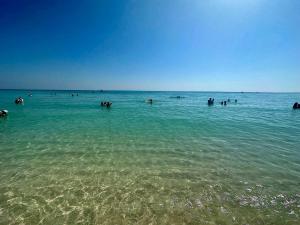 a group of people in the water at the beach at South of Fifth Studio Steps to Beach on Ocean Drive in Miami Beach