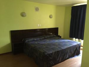 a bedroom with a large bed in a green room at Hotel Oxford in Mexico City