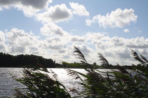 a view of a body of water with clouds at Pension Treenehof in Friedrichstadt