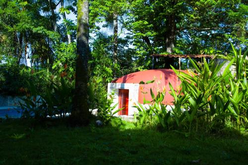 Un jardín fuera de Hotel La Aldea del Halach Huinic