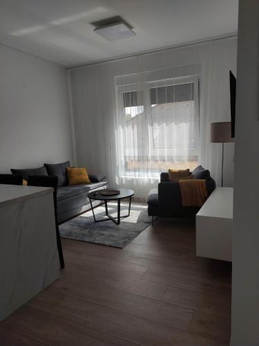 a living room with a couch and a table at Apartman Waldy in Osijek