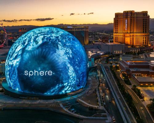 a view of the msg sphere in las vegas at dusk at The Venetian® Resort Las Vegas in Las Vegas