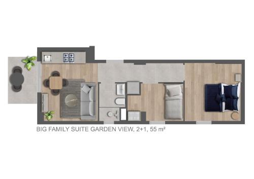 a floor plan of a small apartment with at Stile Suite Marine Hotel in Antalya