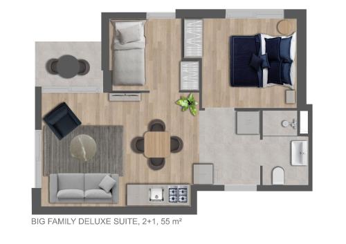 a rendering of a floor plan of a house at Stile Suite Marine Hotel in Antalya