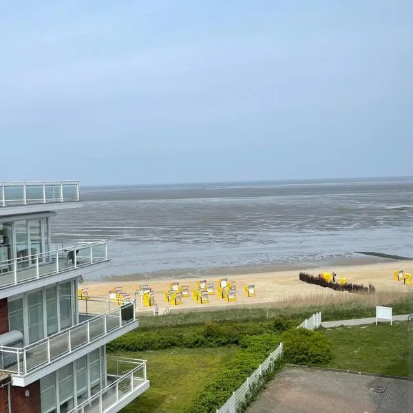 Viesnīca Traumhafte Ferienwohnung - direkter Meerblick - 50m zum Strand in Cuxhaven Duhnen in 1A Lage im Haus Seehütte Kukshāfenē