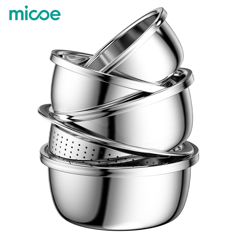 Micoe Baskom Dapur  1 Set Isi 5 Dari Stainless Steel Super 