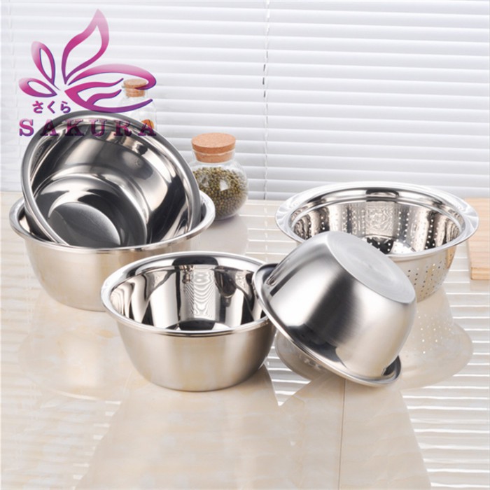 Micoe Baskom  Mangkuk Dapur  1 Set Isi 5 Dari Stainless 