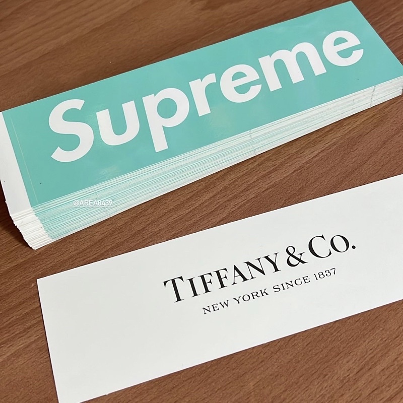 【area0439】聯名 Supreme Tiffany Box Logo Sticker 蒂芬妮 行李箱 筆電 貼紙