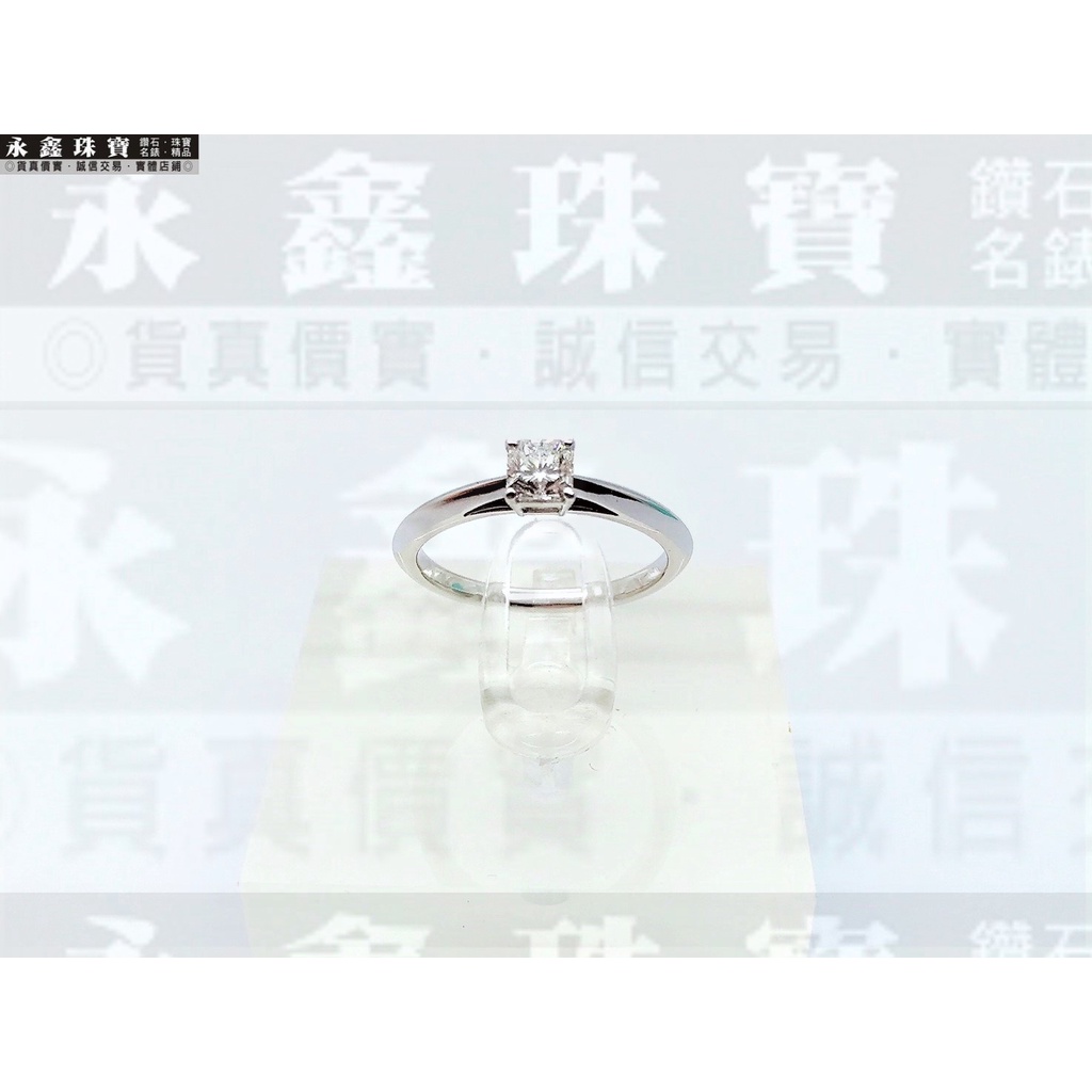 二手Tiffany& Co. 蒂芬妮  LUCIDA 鉑金方鑽戒指 0.36ct F/VS1 車工完美  n0811