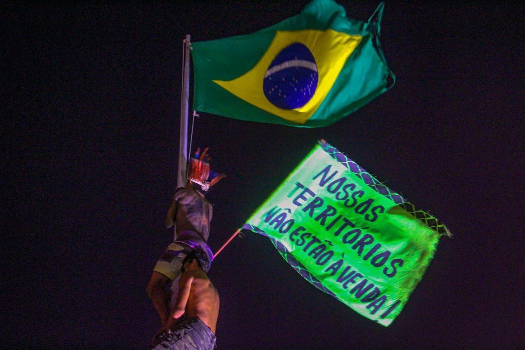 Marcha Demarcação Já, durante o ATL 2022. Foto: Ângelo Terena/Mídia Índia