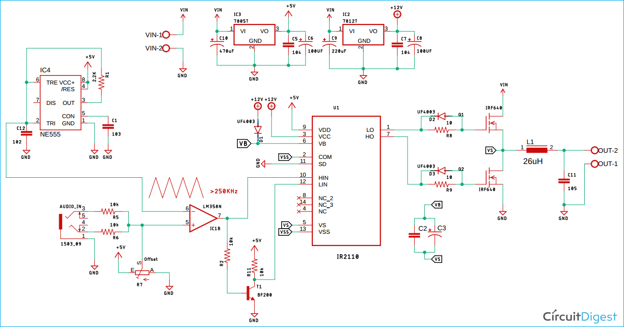 Class D Audio Amplifier Circuit Diagram