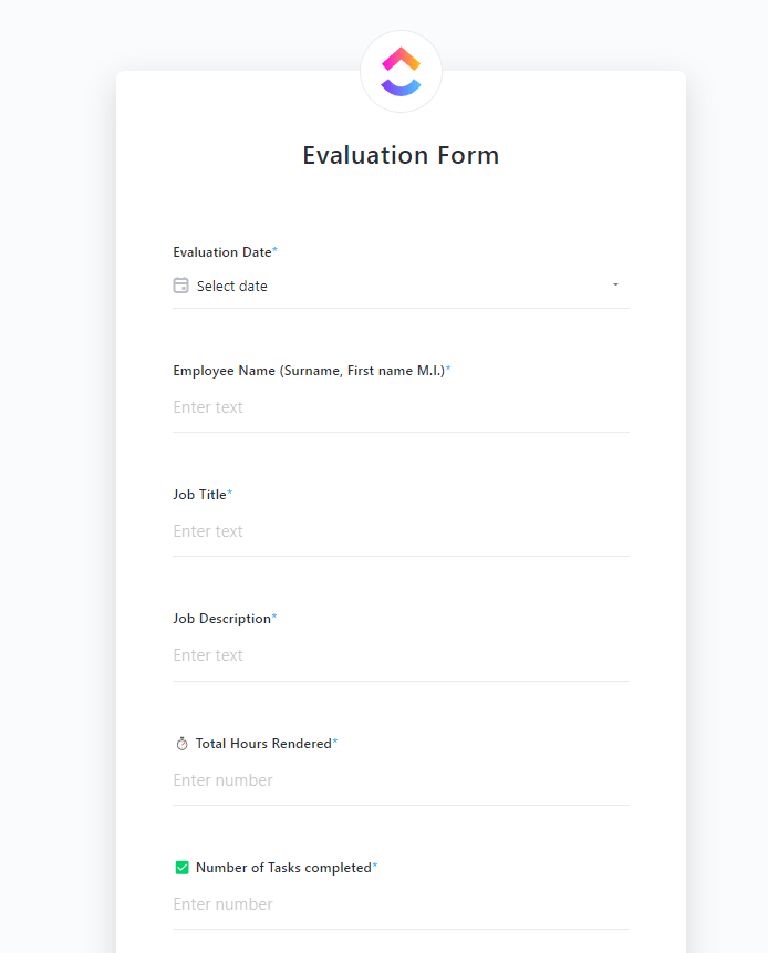 ClickUp Employee Evaluation Form Template