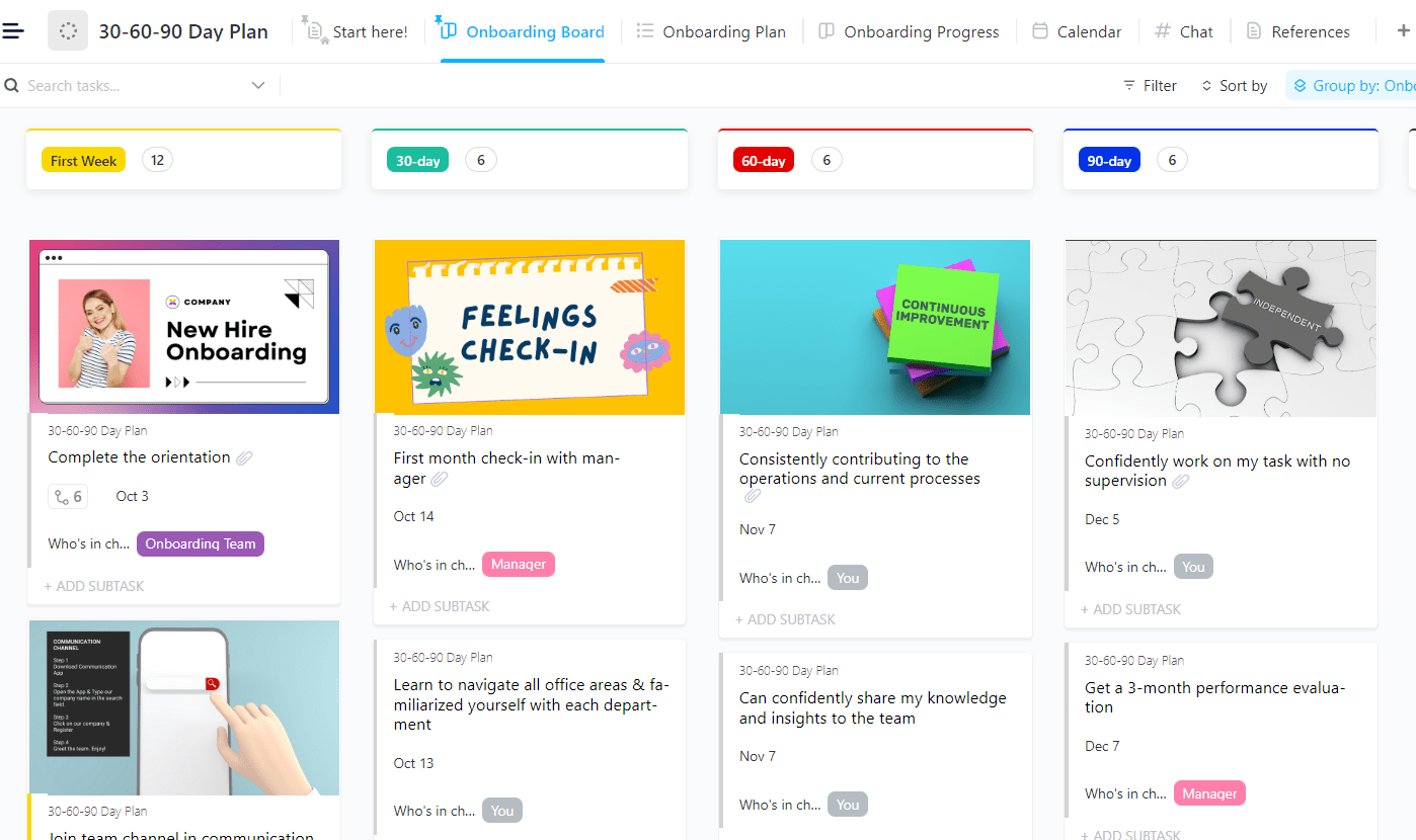 ClickUp 30-60-90 Day Plan Template