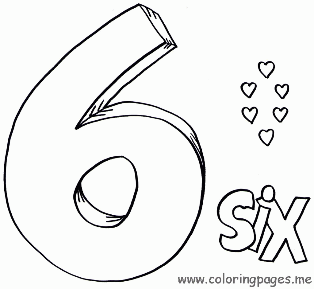 number 6 coloring page - Clip Art Library