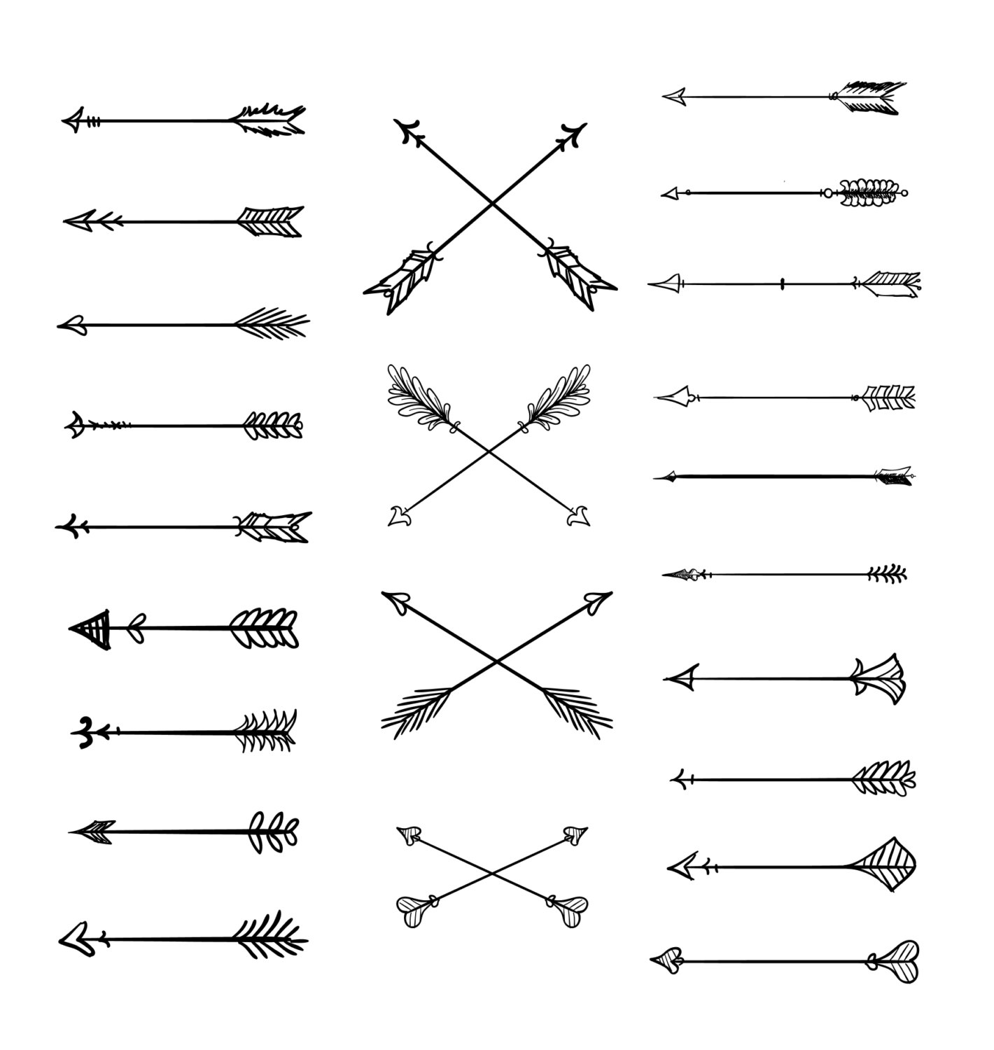 Hand drawn arrows clip art whimsical arrow doodle by nedti