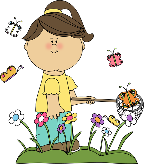 girls playing Spring clip art girl catching butterflies image girl png