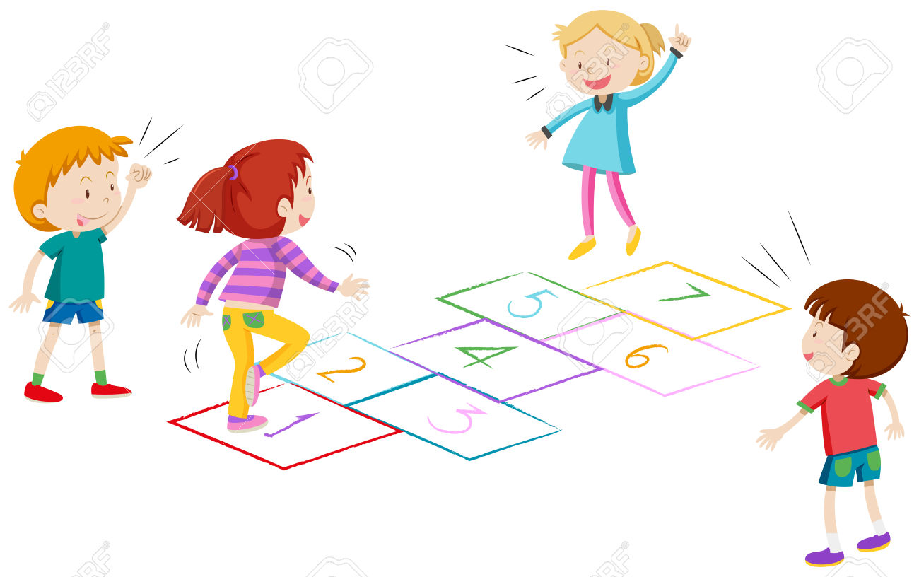 Boys and girls playing hopscotch clipart station jpg