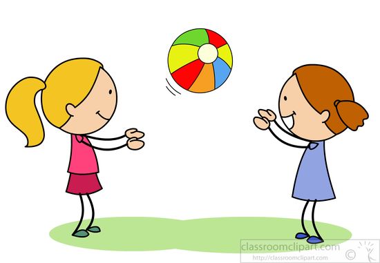 Children clipart two girls playing catch with bright ball jpg