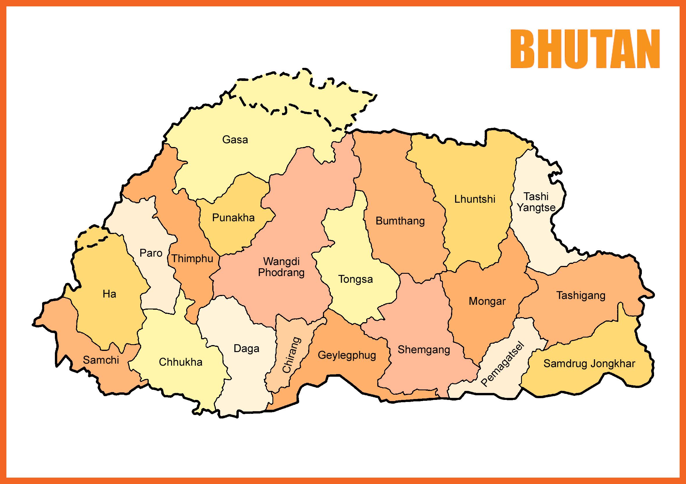 bhutan map