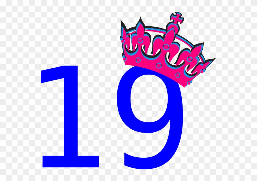 Pink Tilted Tiara And Number 19 Clip Art.