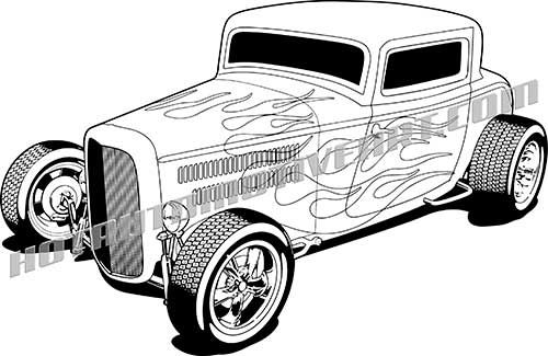 1932 ford hot rod vector clipart, high quality blackline.