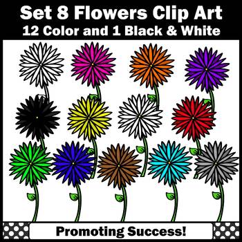 Set 8 Primary Colors Clipart, Flowers Clip Art SPS.