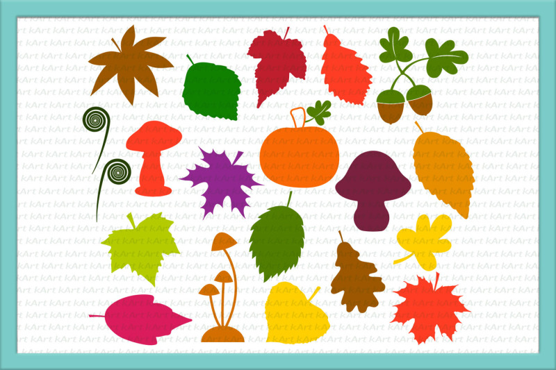 Leaves svg, fall leaves svg, leaves clipart, mushrooms svg.