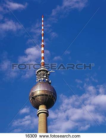 Stock Photograph of High section view of communications tower.