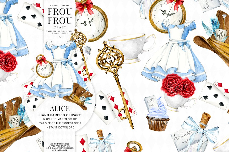 Alice in Wonderland Clipart ~ Illustrations ~ Creative Market.