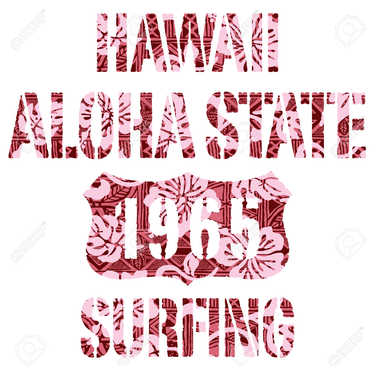 Aloha State Surfing. Vintage Vector Artwork For T.