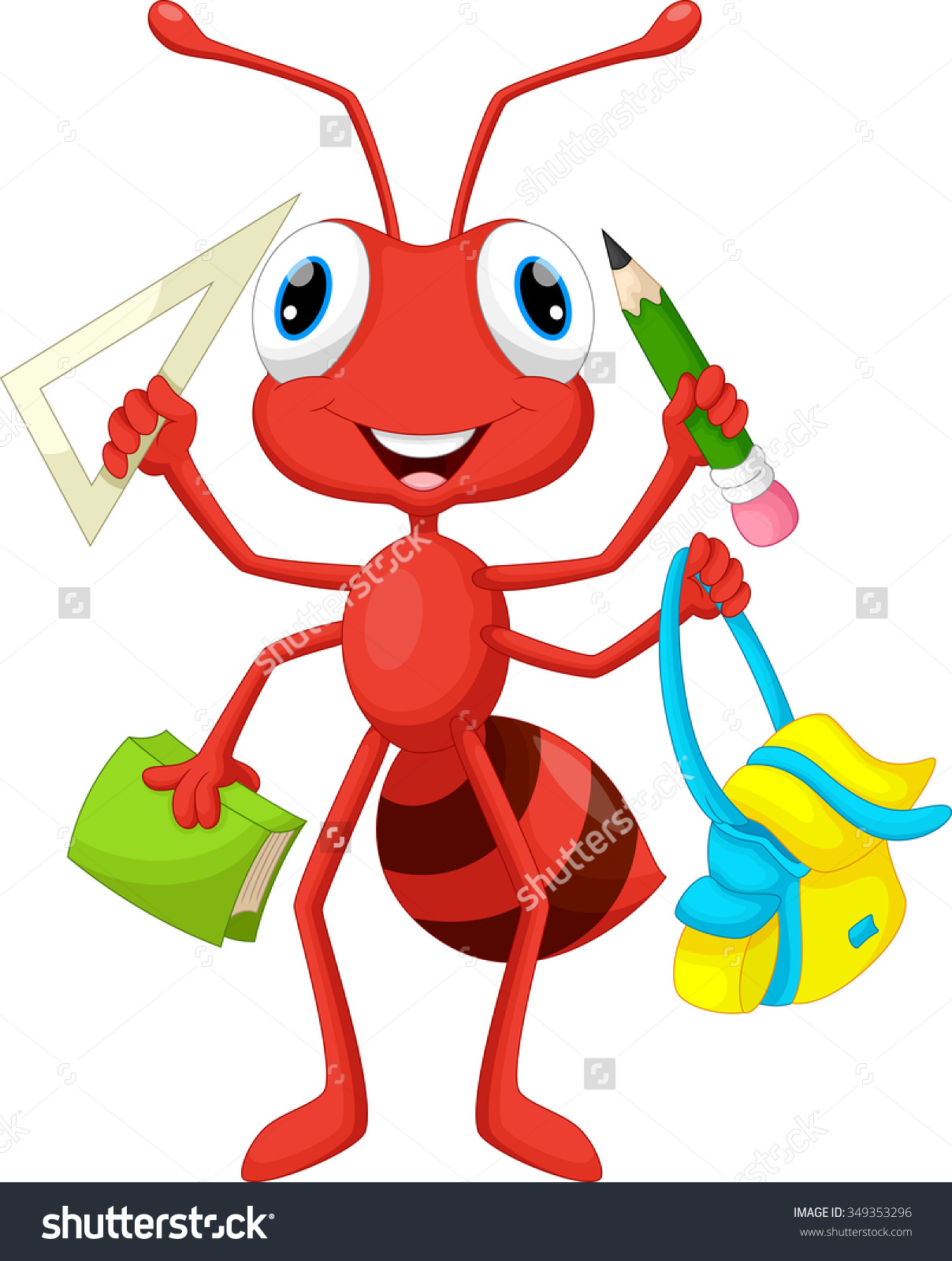 Ant School Supplies Stock Illustration 349353296.