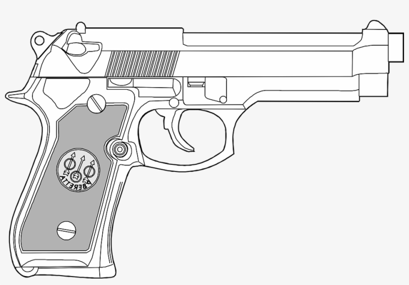 Handgun Drawing 9mm Pistol.