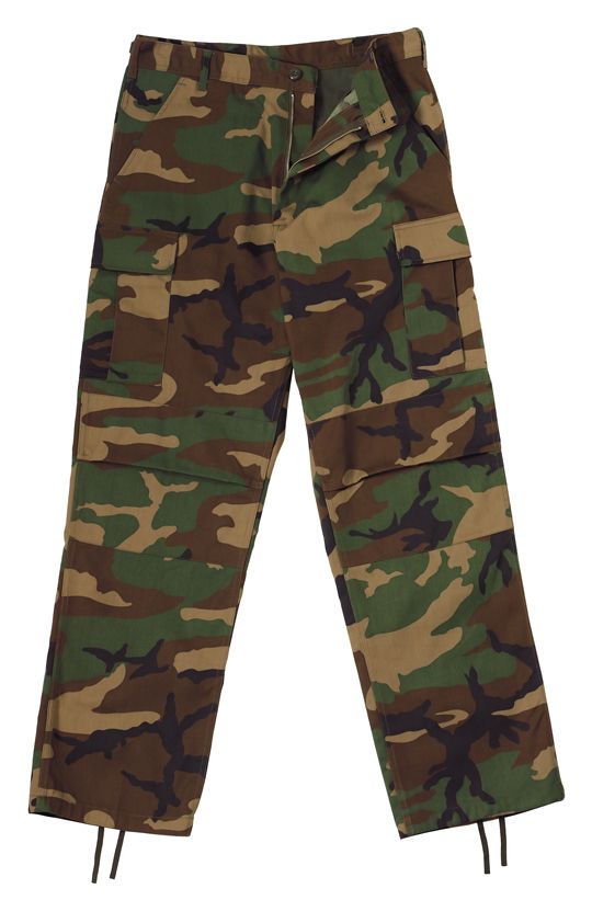 Relaxed Fit Zipper Camo BDU Fatigue Pants.