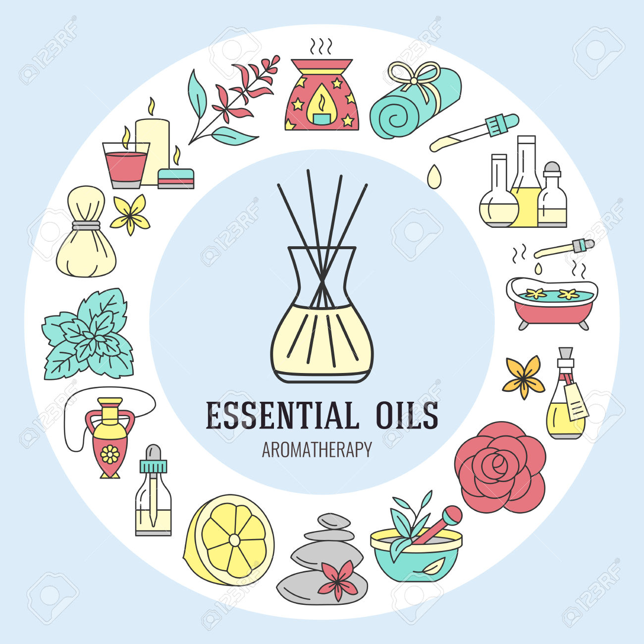 exotic body oil massage clipart.