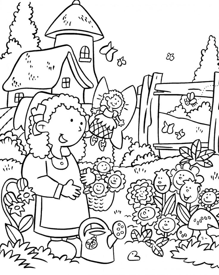 Black And White Clipart Garden.