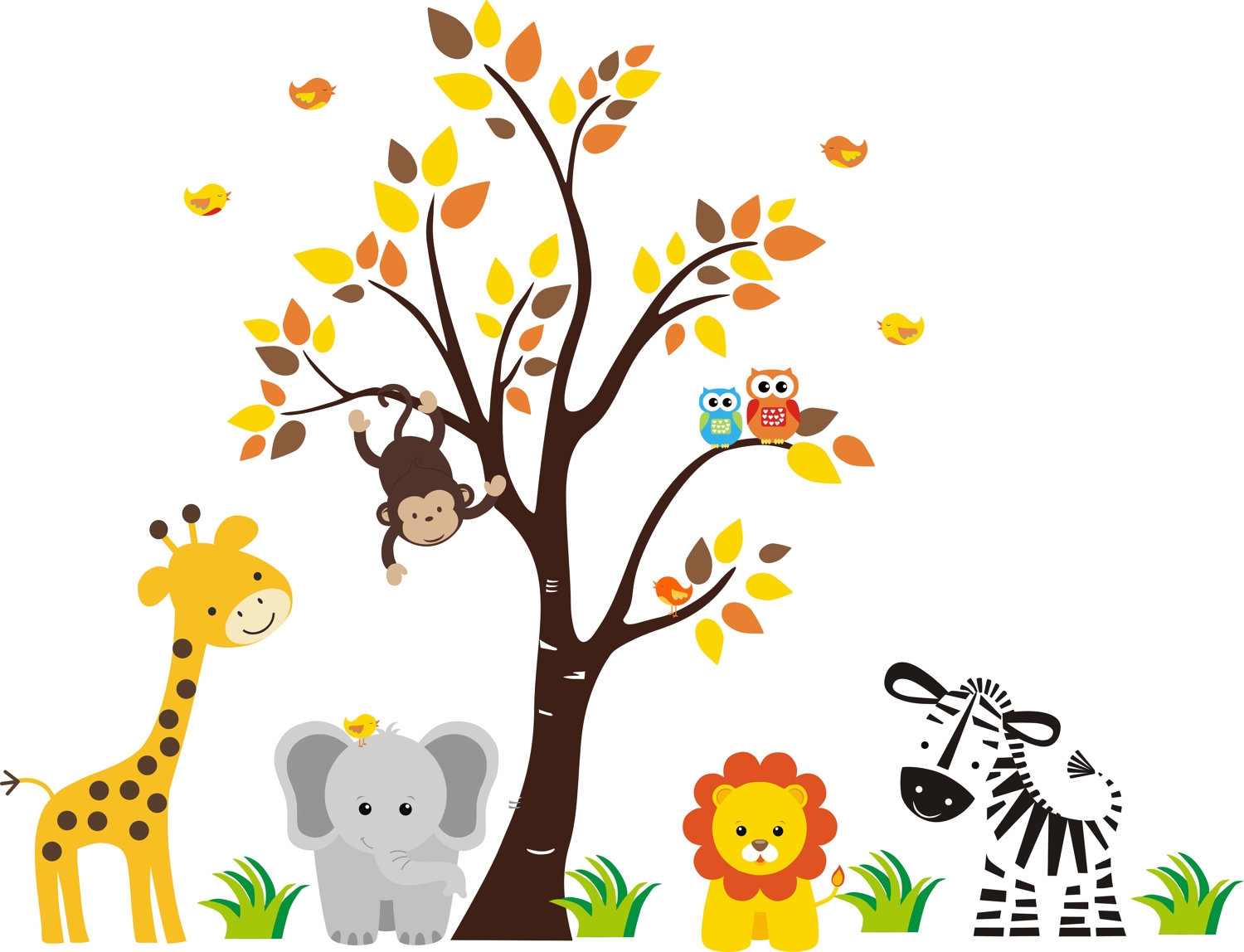 Jungle baby animal clipart.