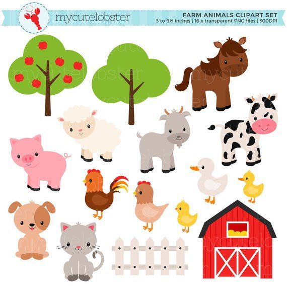 Farm Animals Clipart Set.