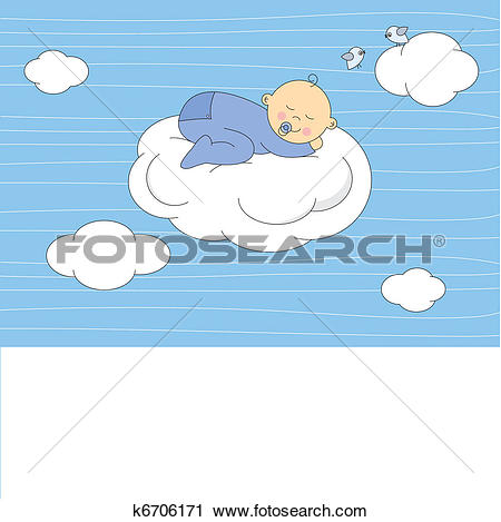 Clipart of baby boy sleeping on the moon k6706171.