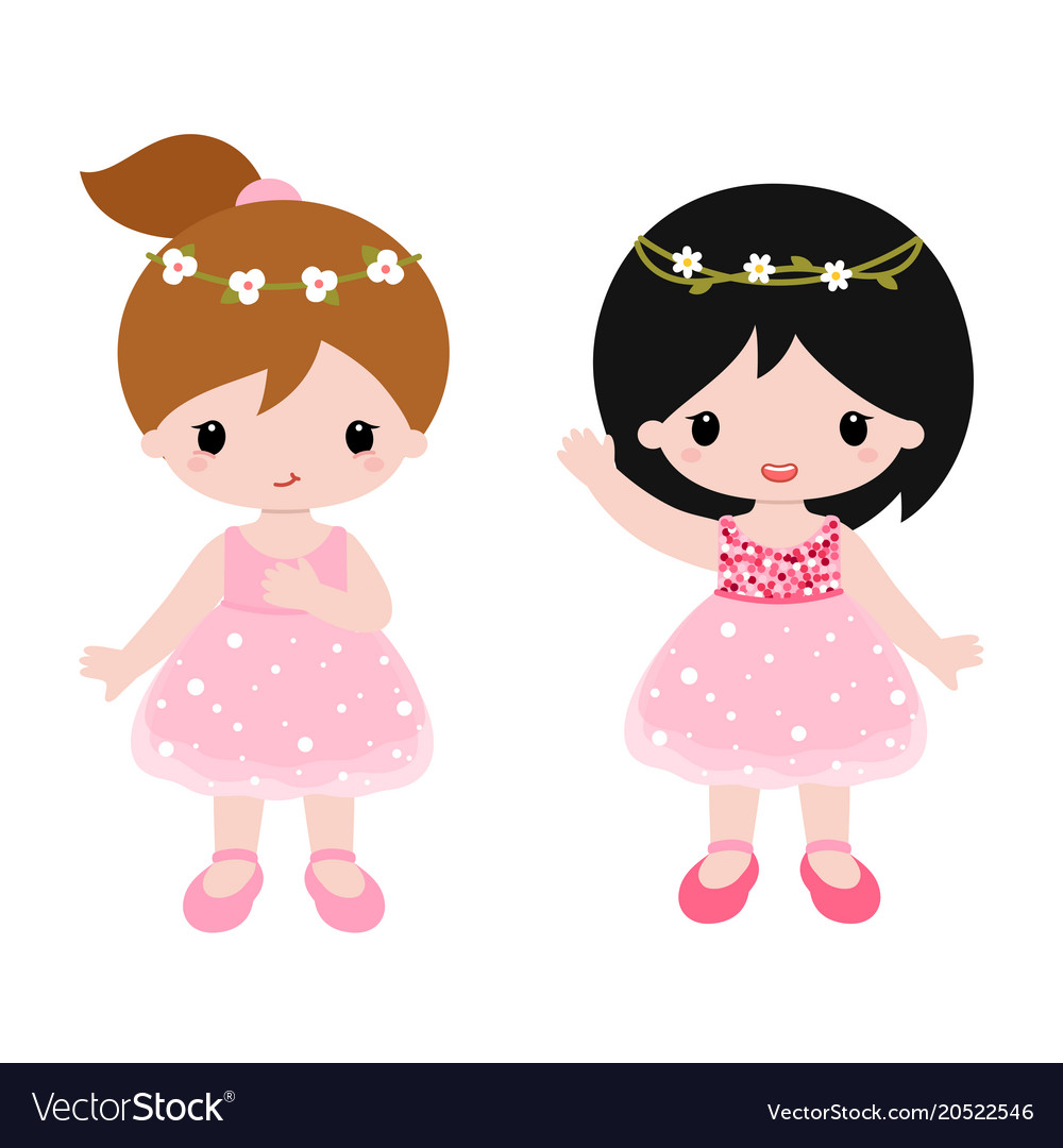 Cute baby ballerinas in pink dress clipart.